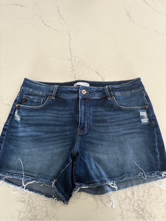 KanCan Pants - KanCan Dark Blue Distressed Denim Shorts